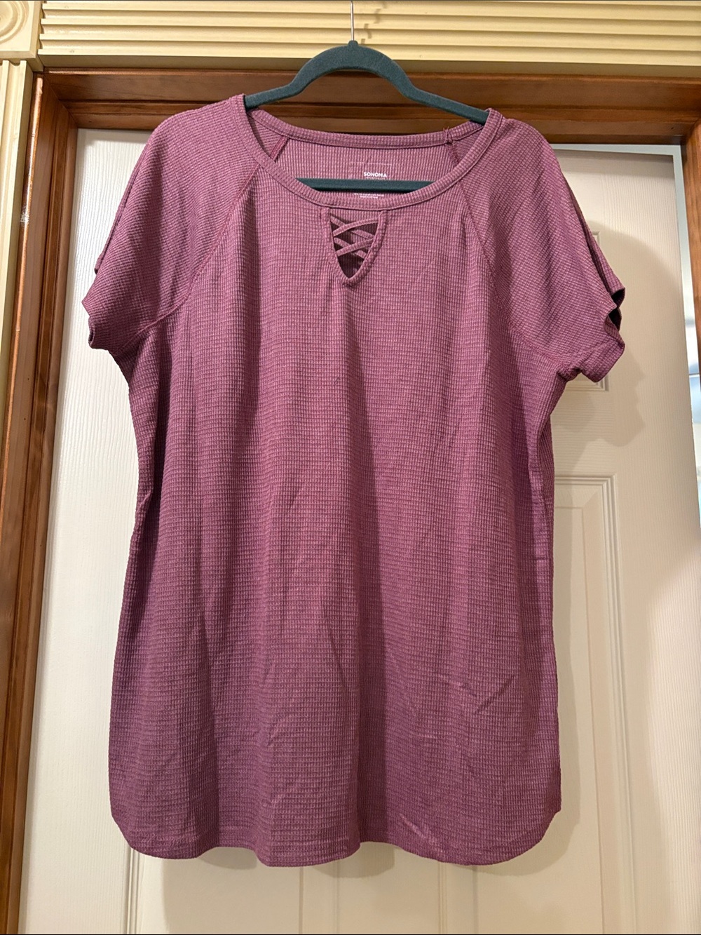 Sonoma Short Sleeve Crisscross Neck Top - Mauve